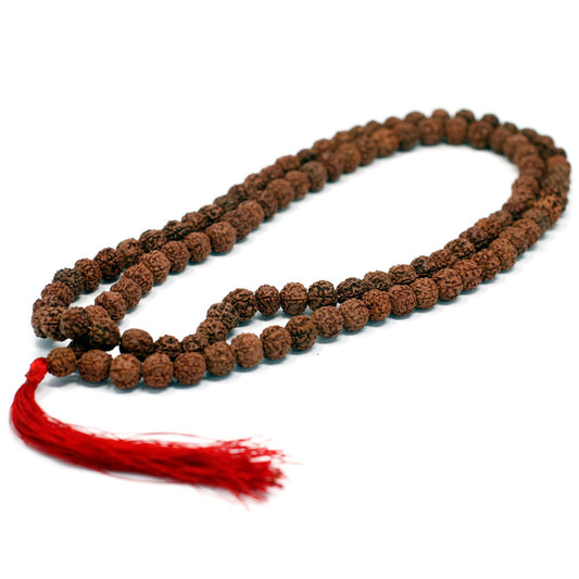 108 Rudraksha Japa Mala - Marrón - Rudraksha Buda Japa Mala, 108 cuentas
