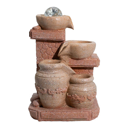 Fuente de agua de mesa -19x14x27cm - Macetas en cascada, estilo mediterráneo
