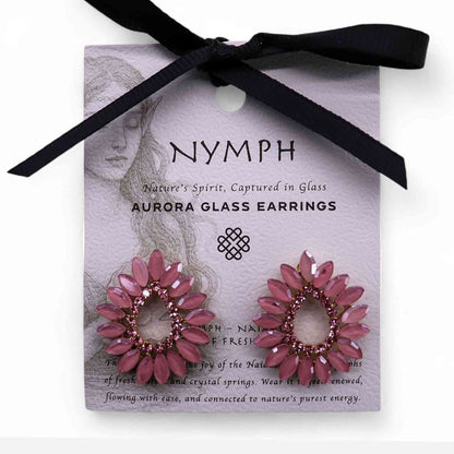 Pendientes de Cristal Vintage - Aro - Cuarzo Rosa