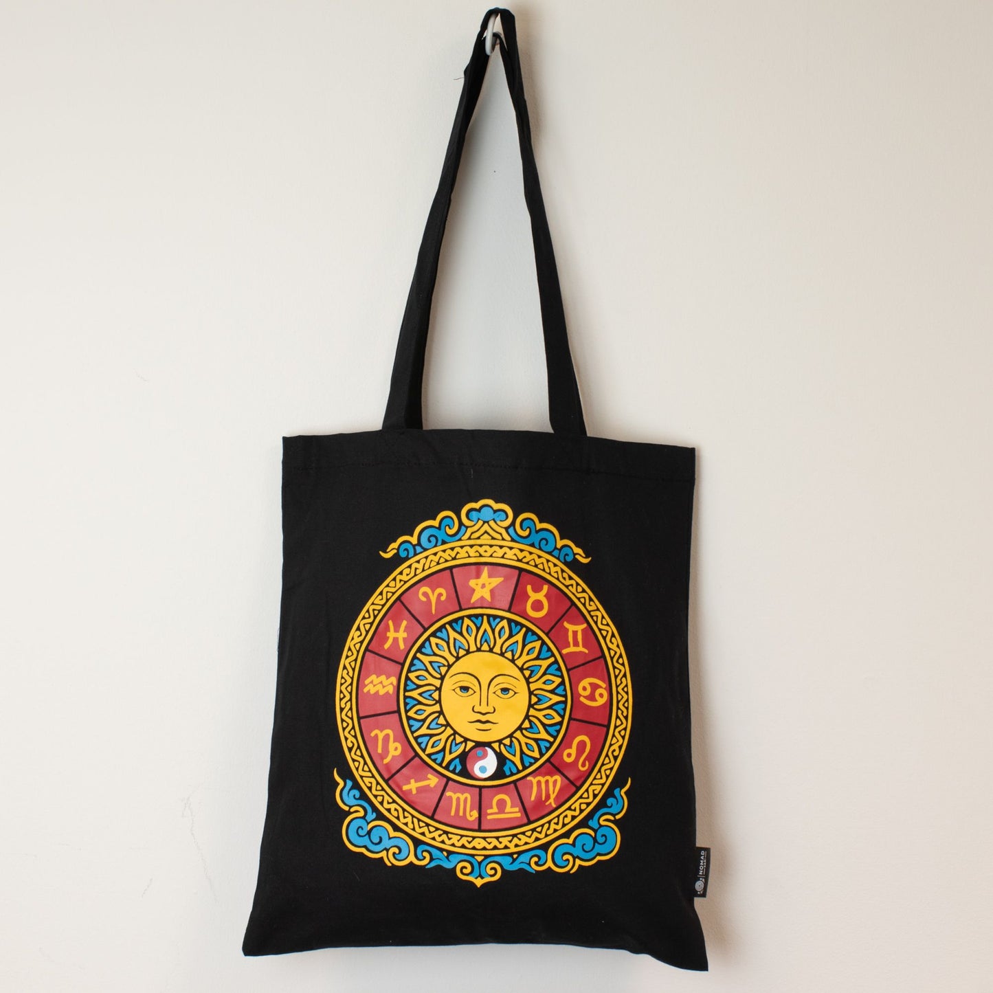 Bolso tote icónico y clásico - Sol del Zodíaco - Negro 6 oz