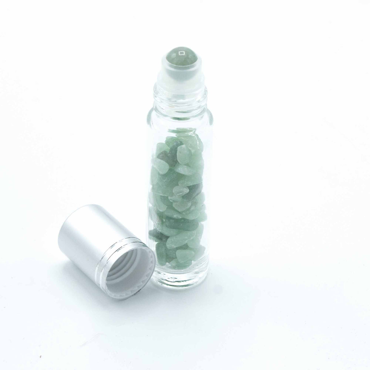 Botella de rodillo de aceite esencial de piedras preciosas - Aventurina - Tapa plateada - Botellas Roll-on con gemas 10ml
