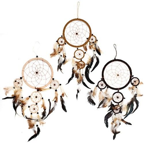 Bali Dreamcatcher large hoop - Cream/Coffee/Chocolate