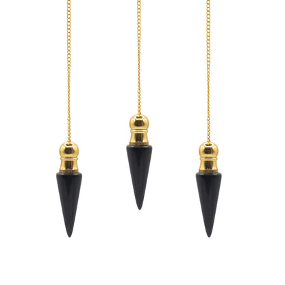 Péndulo de la Verdad - Descubrimiento de cavidad secreta - Ágata negra - bañado en oro - Péndulos Especiales Mágicos