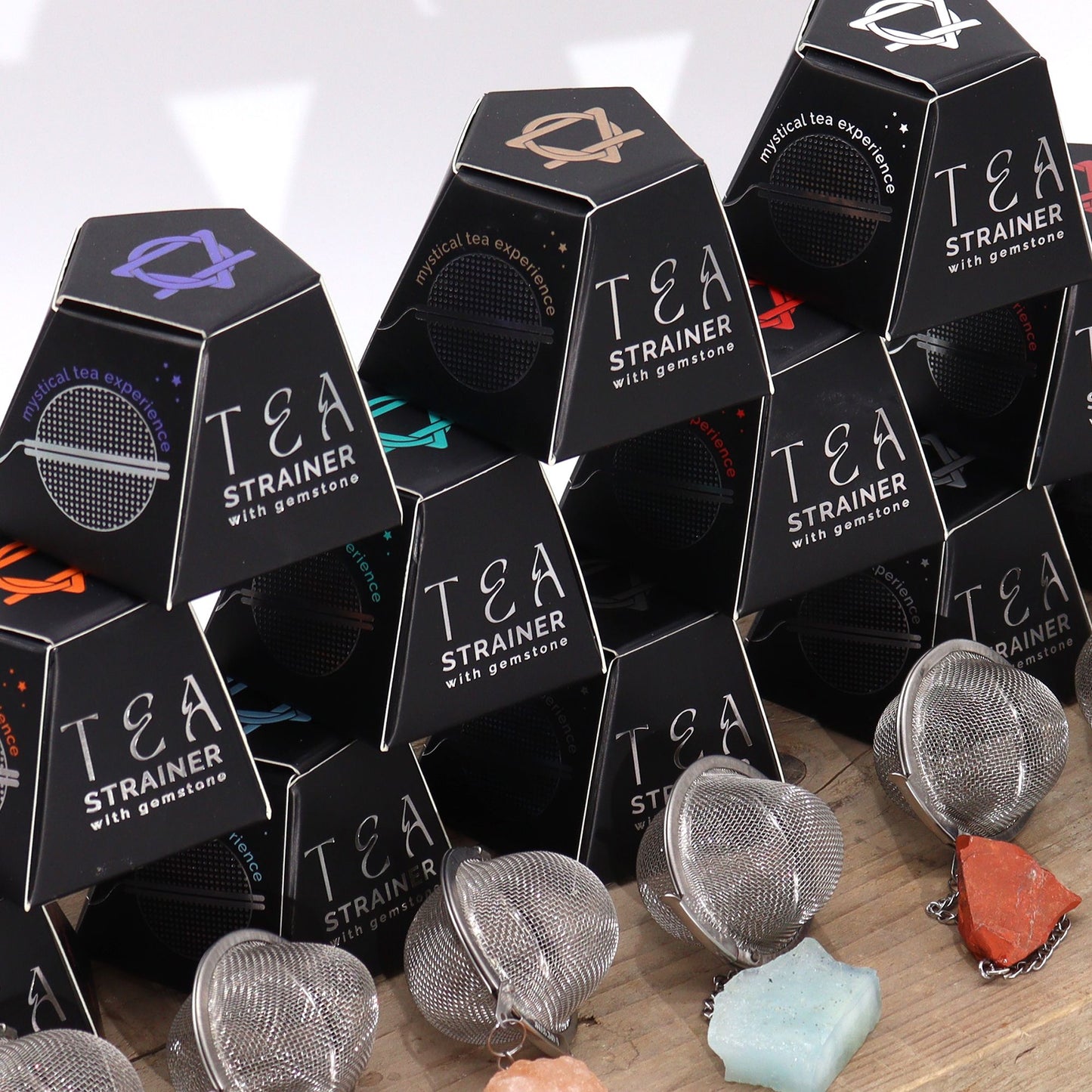 Colador de té de piedras preciosas de cristal crudo - Mookaite