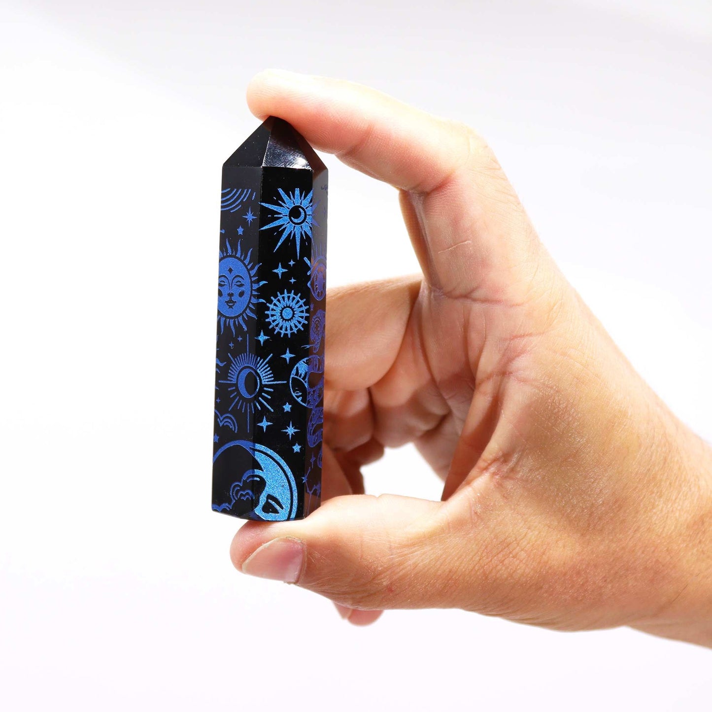Puntas de Obsidiana Negra (aprox 60-70 gm 9cm) - Historia Mística - Azul Oscuro - Torres de Obsidiana Negra