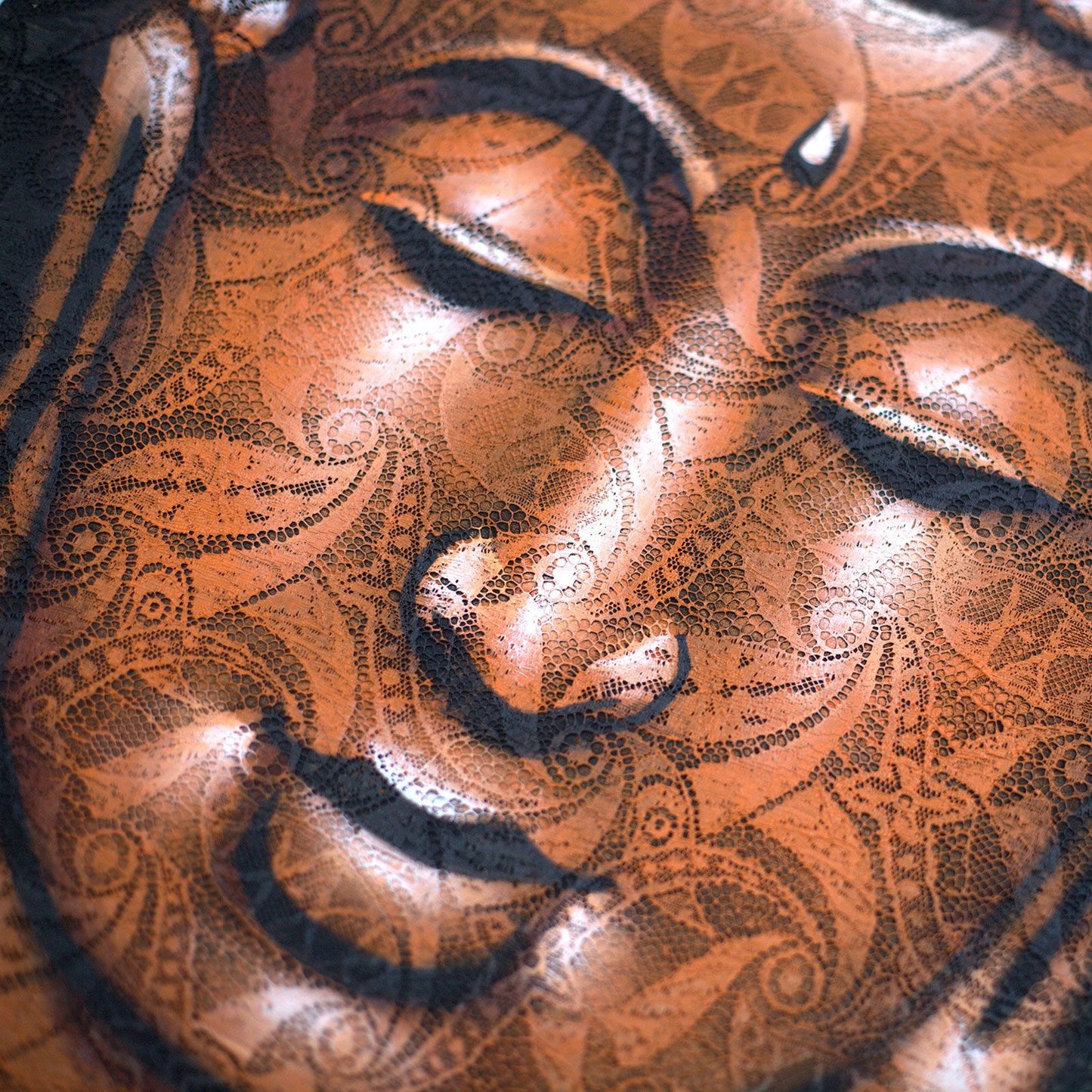 Cuadro de Buda · Detalle de Brocado en Cobre