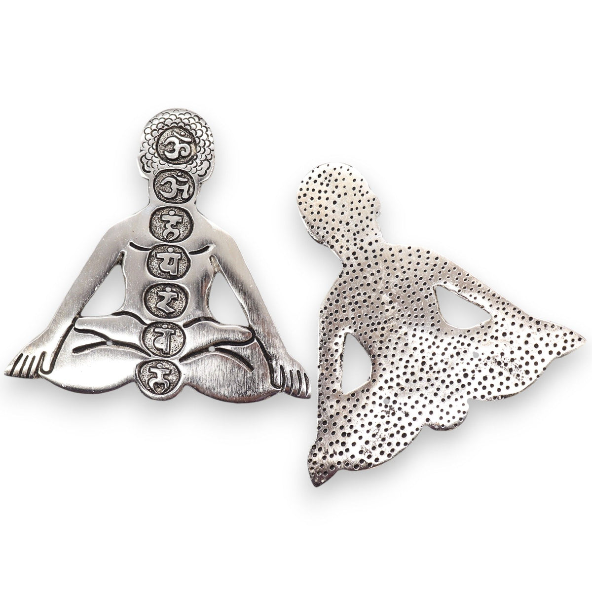 Porta-incienso Yoga Siete Chakras de Aluminio Pulido 12x12cm - Portainciensos de aluminio hechos a mano