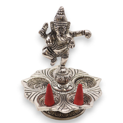 Porta-incienso Ganesha Danzante 14x10cm - Portainciensos de aluminio hechos a mano