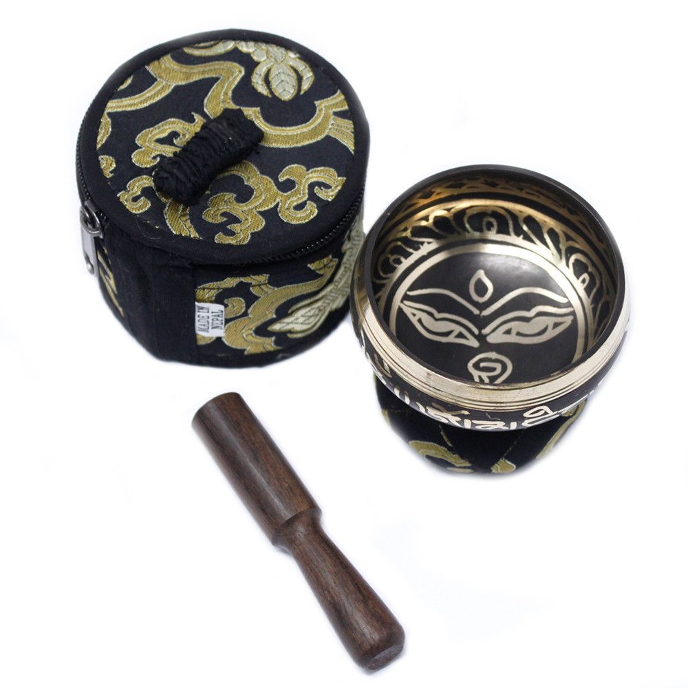 Mini Cuenco tibetano Set de Regalo - Negro - Set de Regalo Tibetano, cuenco tibetano