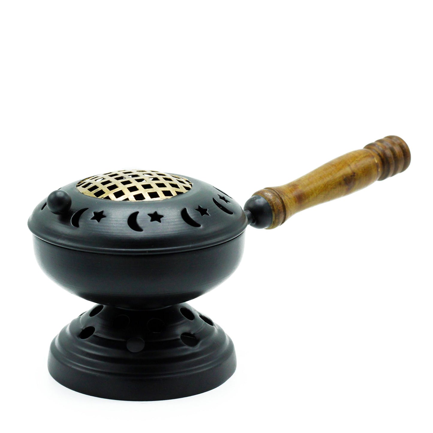 Gran incensario de hierro con soporte - detalle dorado - Quemadores de incienso de latón tradicionales, Artisan Product