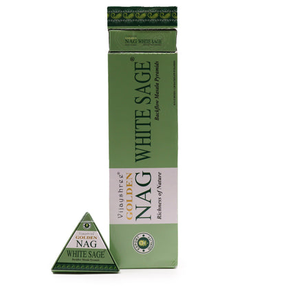 Conos de Incienso Jumbo Dorado Nag - Salvia Blanca Reflujo 42g