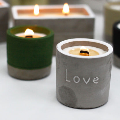Olla mediana - Love - Purple Fig & Casis - Velas de madera de hormigón, casis