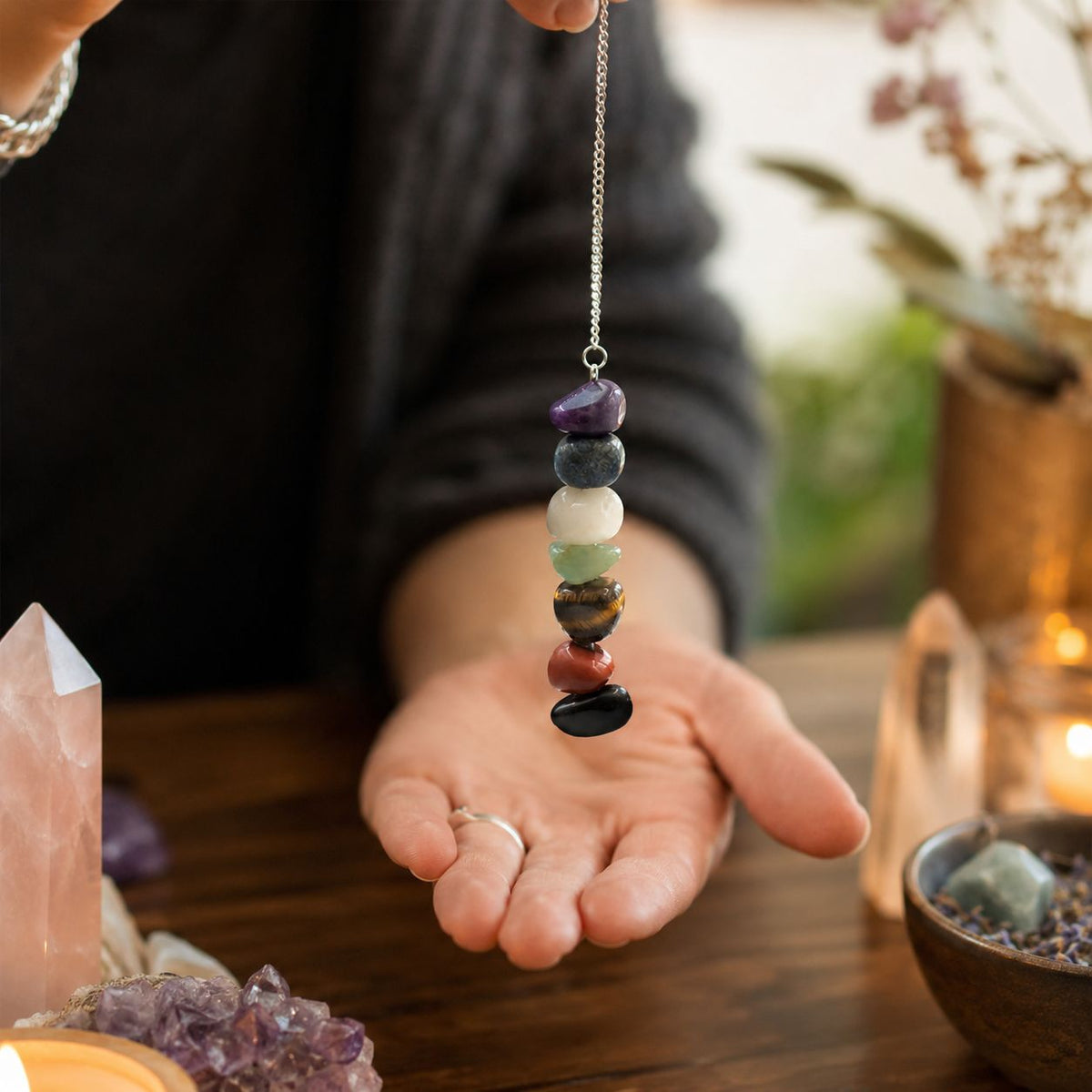 Siete Tumble Chakra - Péndulo de Almas que se Alinean - Péndulos Especiales Mágicos