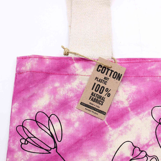 Bolsas de Algodón "Tie Dye" (170g) - 38x42x12cm -  Mandala - Magenta - Asa Negra