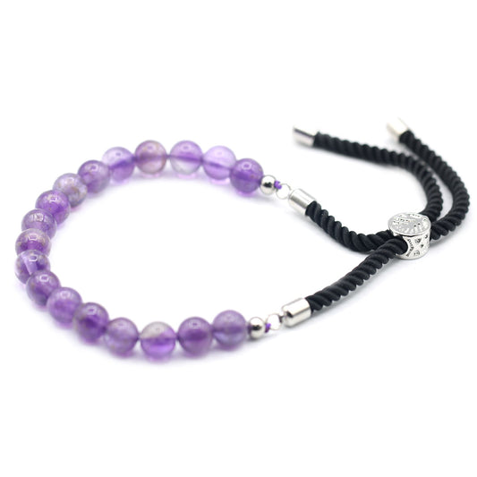 Amethyst black thread bracelet