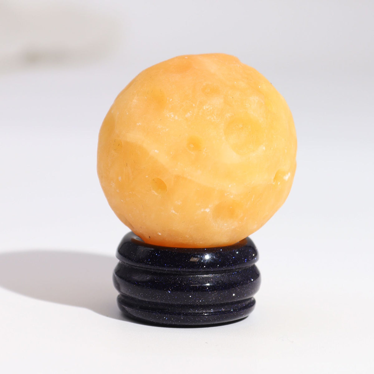 1x Planeta de Jade Amarillo con Soporte Solar (SATURNO) - 40mm - Planetas de piedras preciosas con apoyo solar