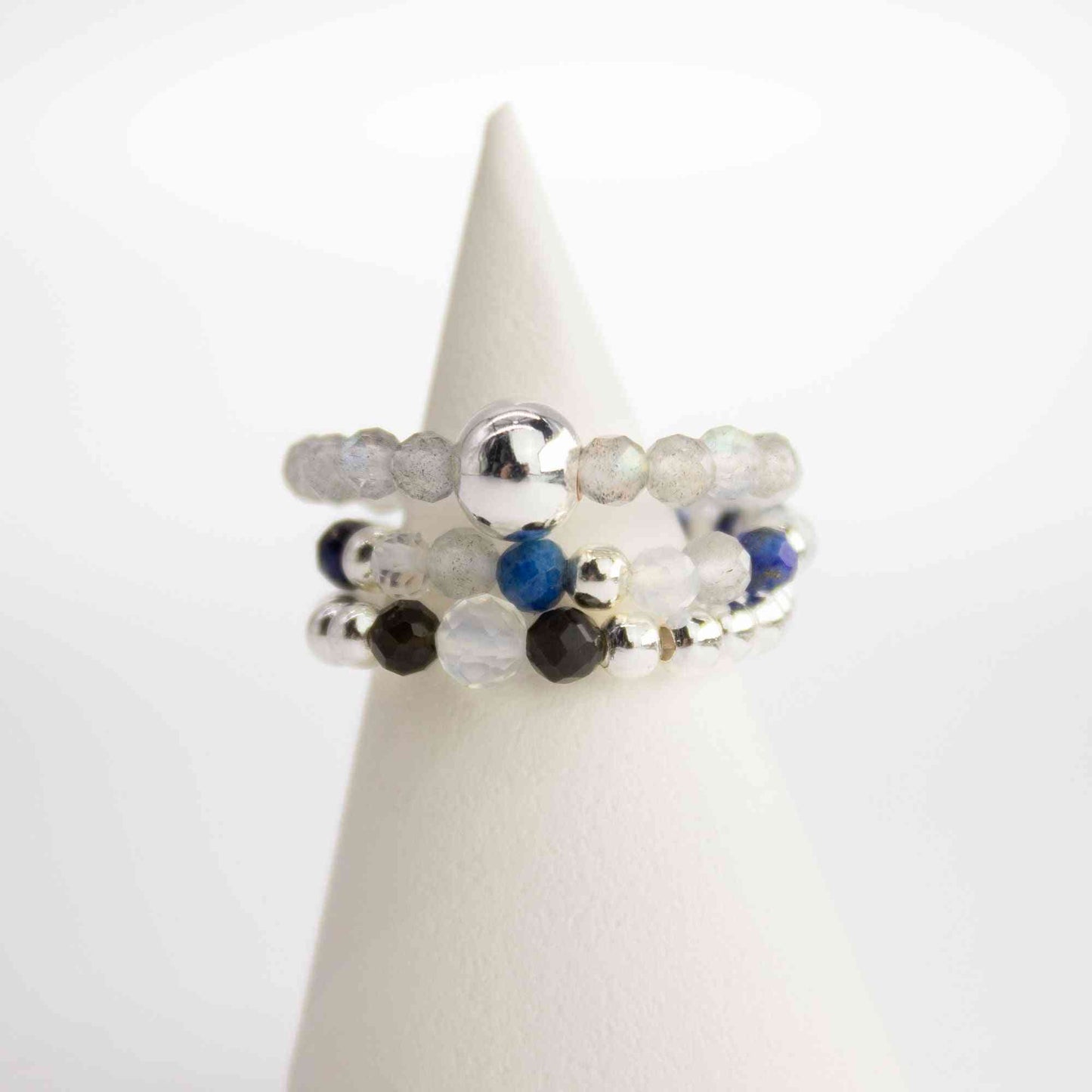 Conjunto de anillos con gema de espíritu ninfa - Auroras boreales