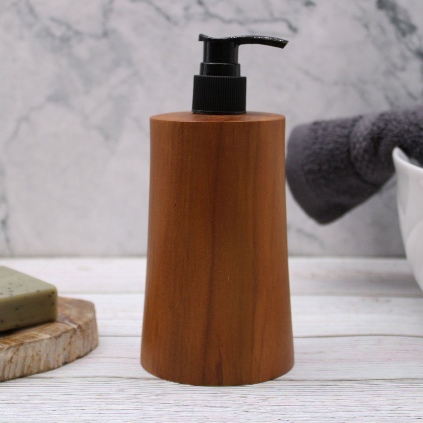 Dispensador de jabón de madera de teca natural - Taper
