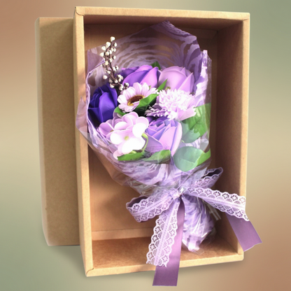 Bouquet de Flores de Jabón en Caja Regalo · Púrpura