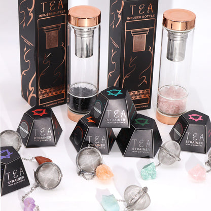 Colador de té de piedras preciosas de cristal crudo - Rainbow Moonstone
