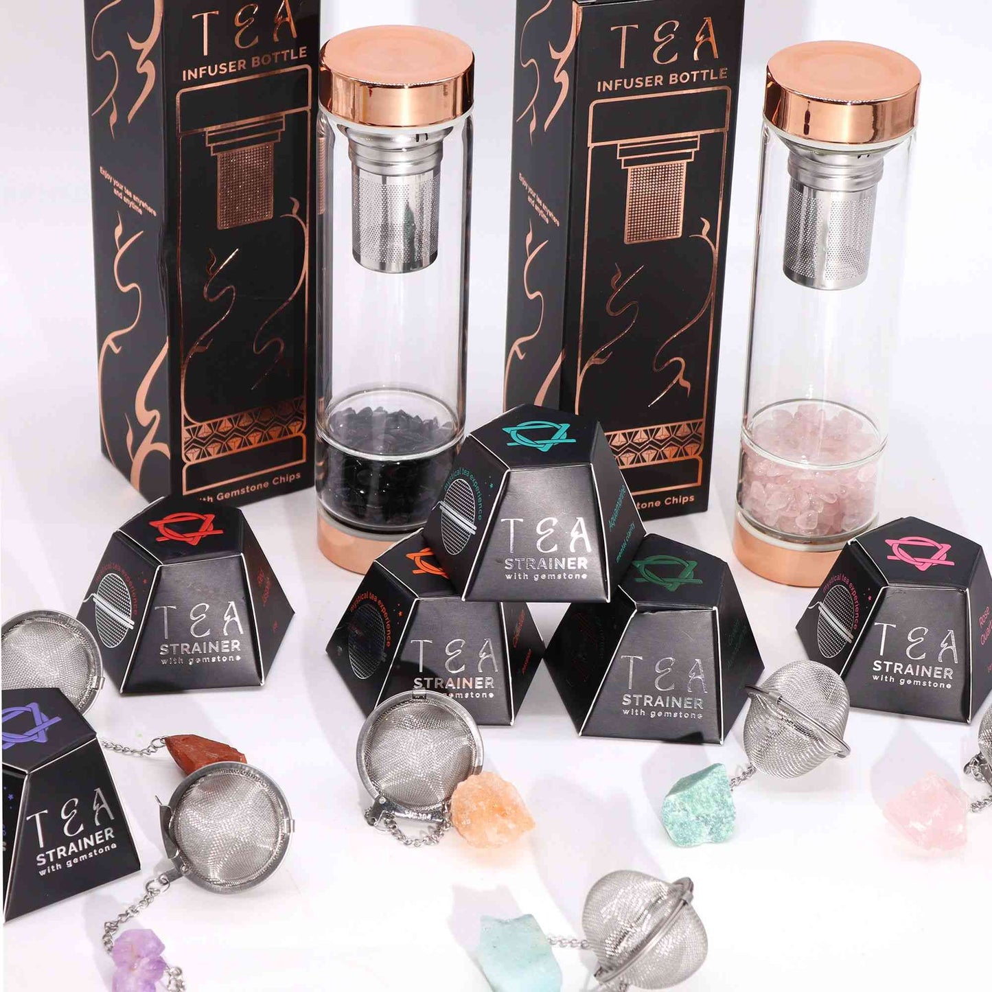 Colador de té de piedras preciosas de cristal crudo - Jaspe rojo