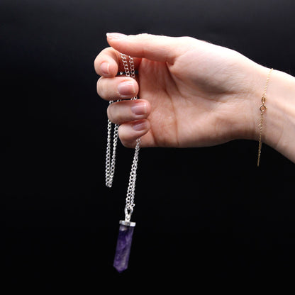 Colgante de Punto Clásico de Piedras Preciosas - Ágata Negra