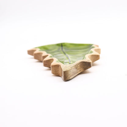Perdido en el Bosque -  Tazón de madera con hoja esmaltada - 33x17cm