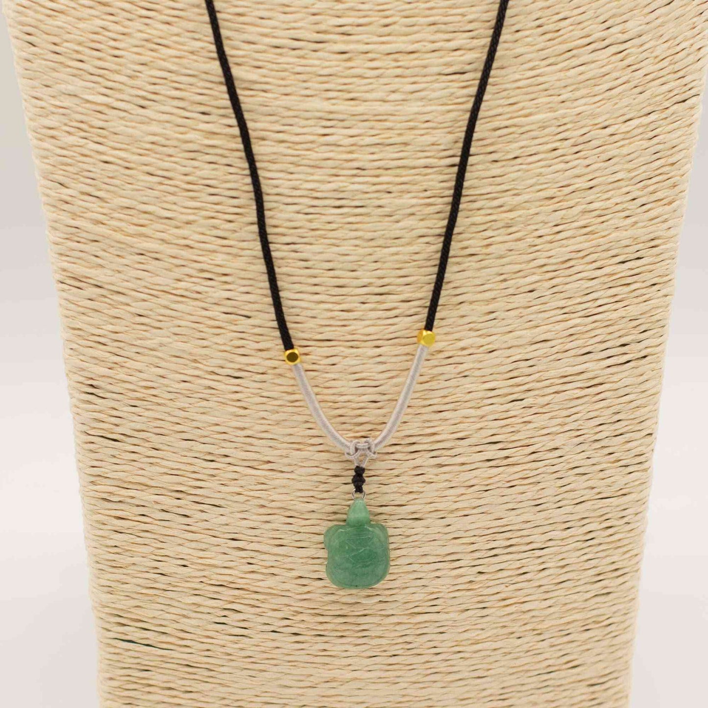 Collar de cuerda Colgante de piedra preciosa - Tortuga de jade