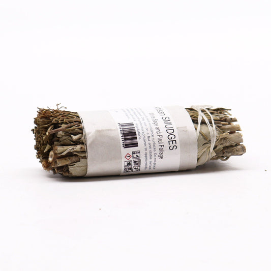 Atado de Hierba - Salvia Blanca y Follaje de Pirul - Atados de Smudge – Envuelto individualmente