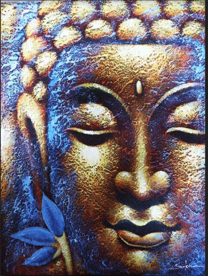 Cuadro de Buda · Flor de Loto y Rostro Dorado