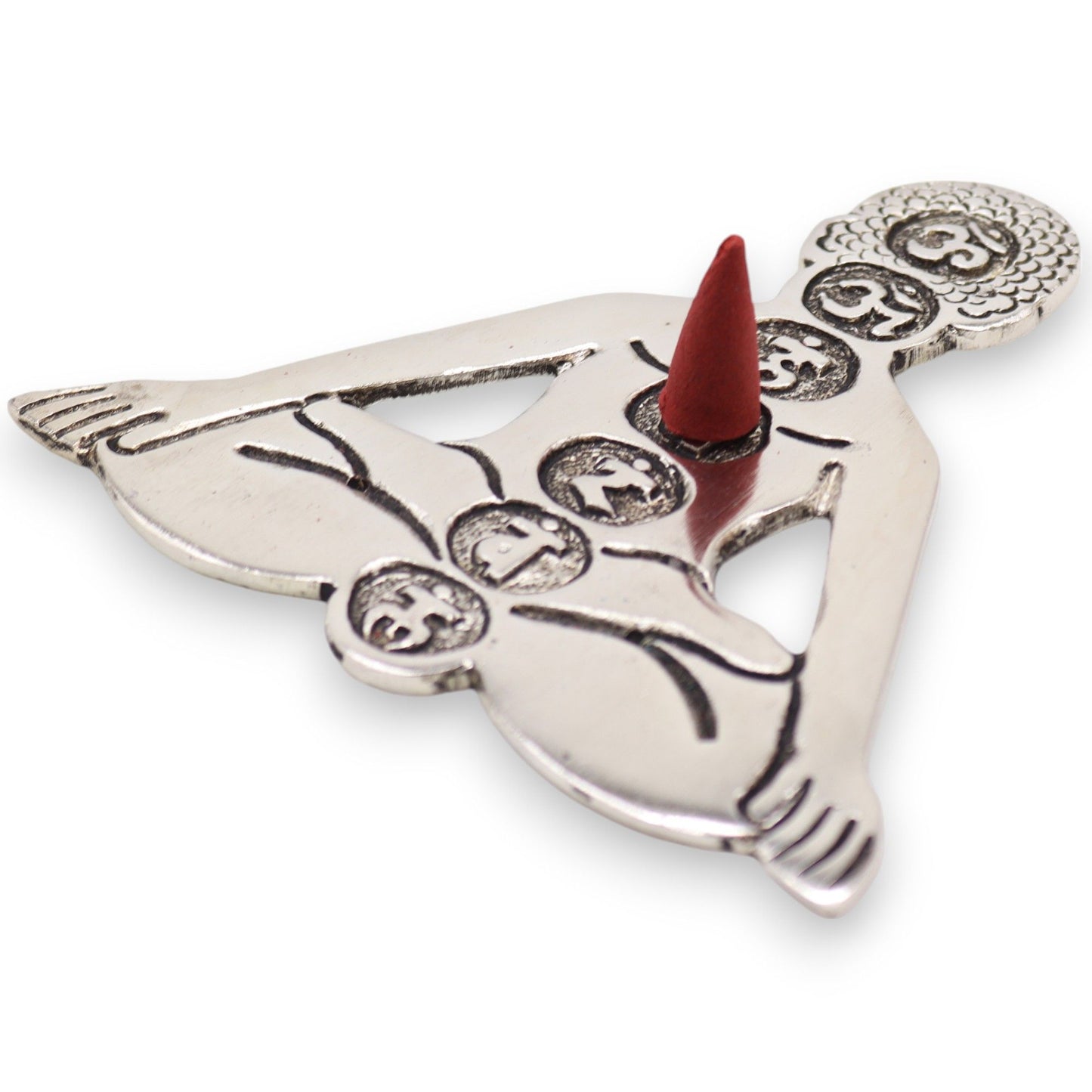 Porta-incienso Yoga Siete Chakras de Aluminio Pulido 12x12cm - Portainciensos de aluminio hechos a mano