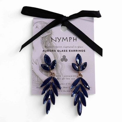 Pendientes de Cristal Vintage - Largo - Azul