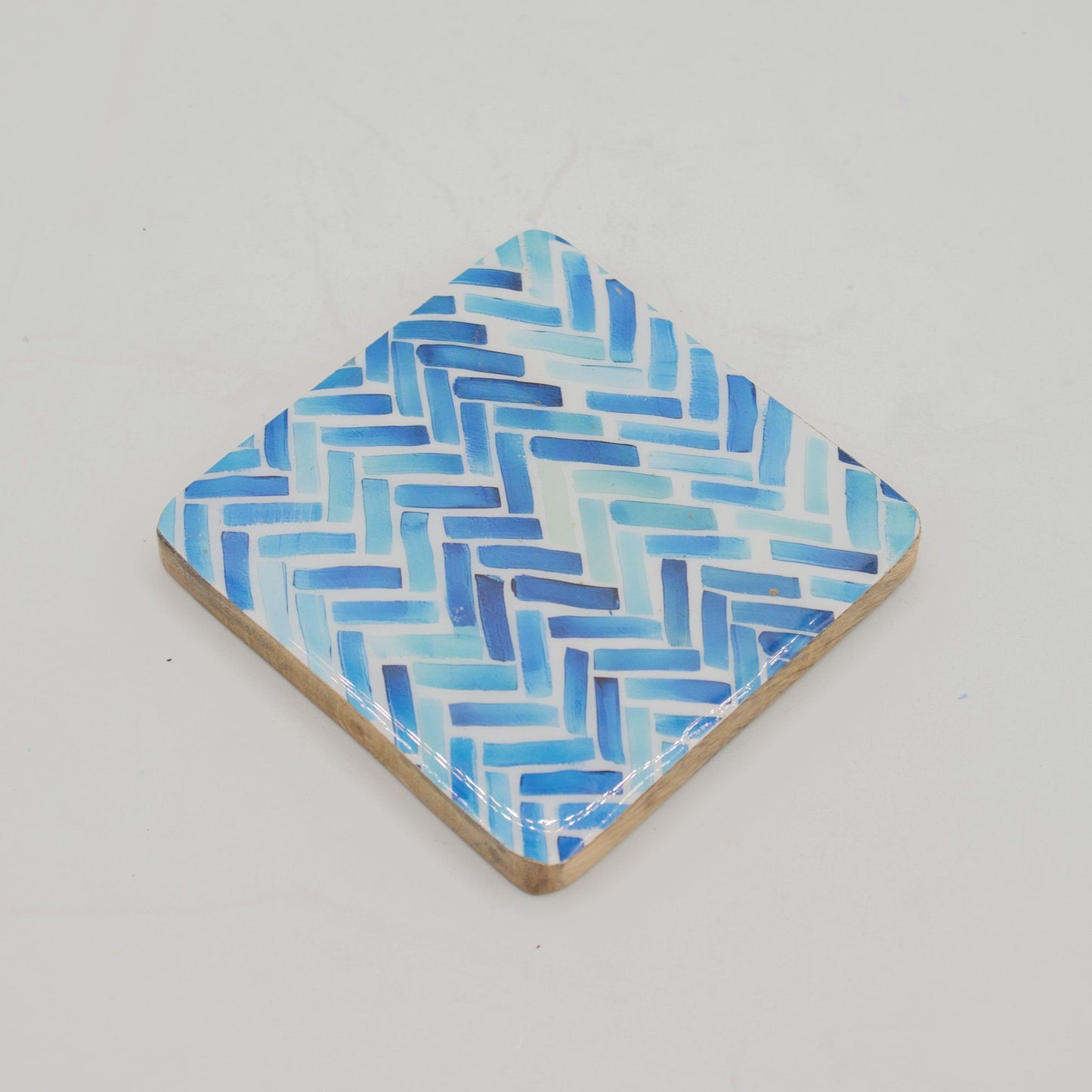 Conjunto de 4 posavasos cuadrados -  rayas azules