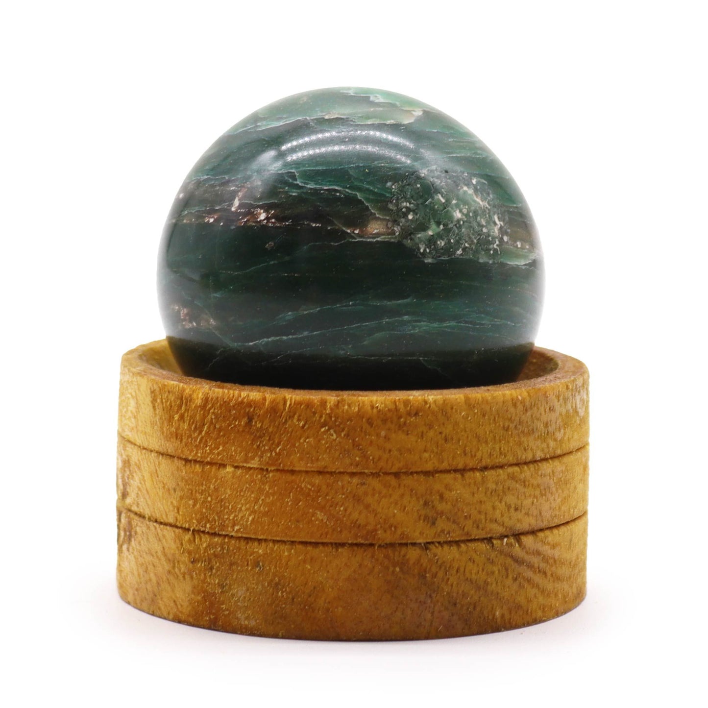 Esfera de cristal de piedra preciosa de 50 mm - Jade indio con soporte - Esferas de cristal de gema con soporte