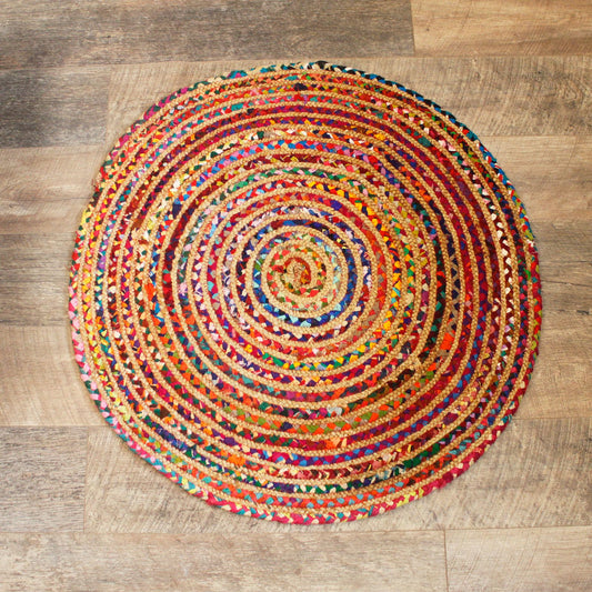 Alfombra Redonda de Yute y Algodón Reciclado -  90 cm - Alfombras redondas de yute, algodón reciclado, 90cm