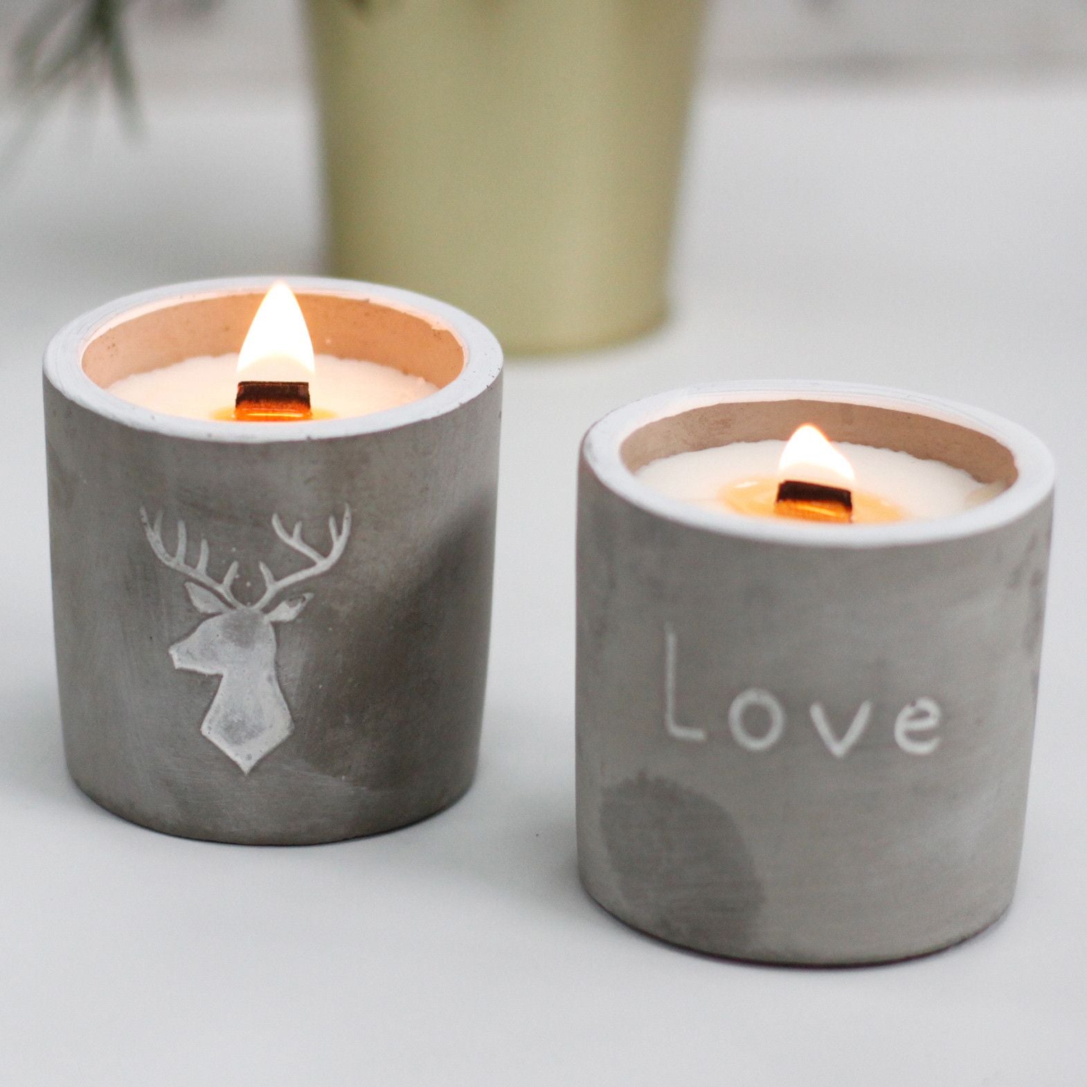 Olla mediana - Love - Purple Fig & Casis - Velas de madera de hormigón, casis