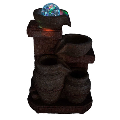 Fuente de agua de mesa -19x14x27cm - Macetas en cascada, estilo mediterráneo