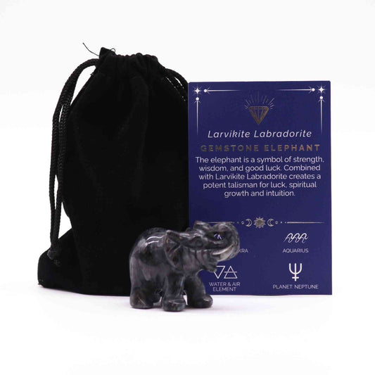 Piedra preciosa Elefante de la suerte - Larvikita Labradorita 50x35x25mm