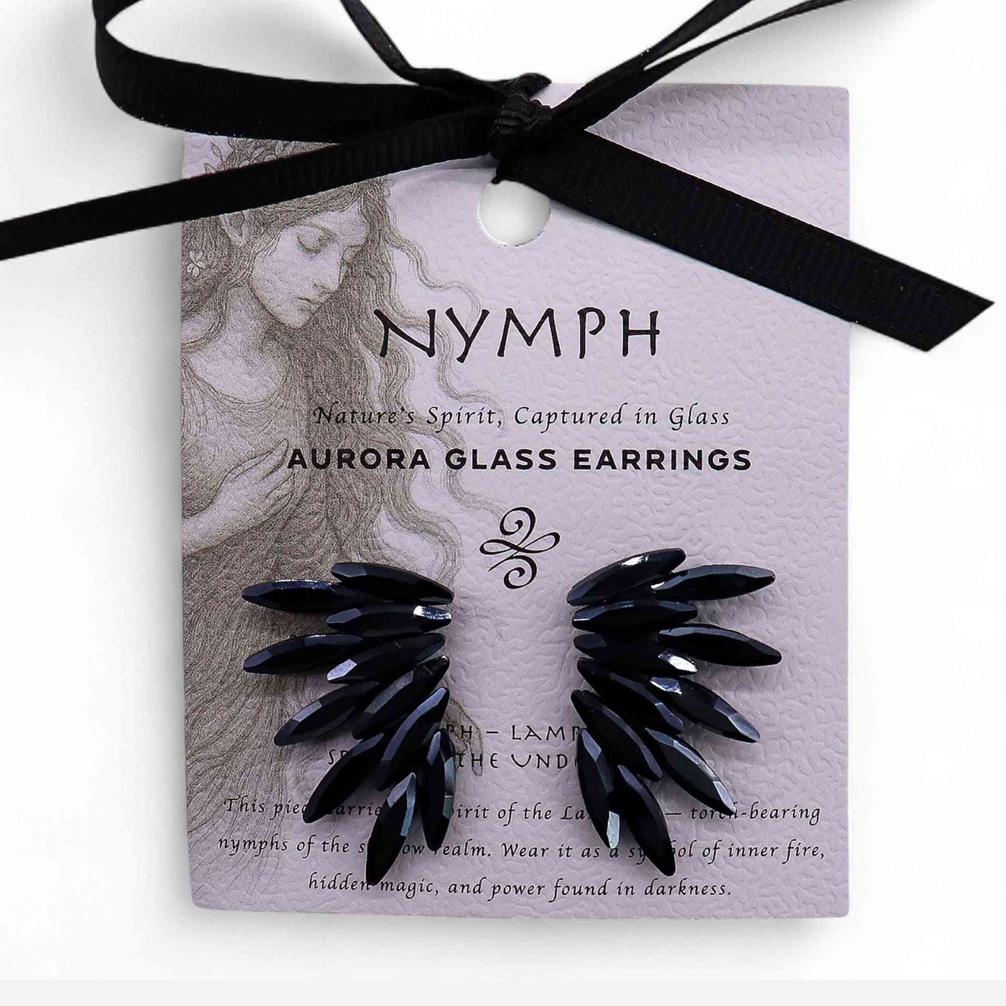 Pendientes de Cristal Vintage - Hadas - Negro Azabache