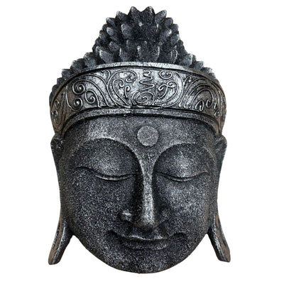 Home Decor Buddha Head - 25cm - Glossy Silver