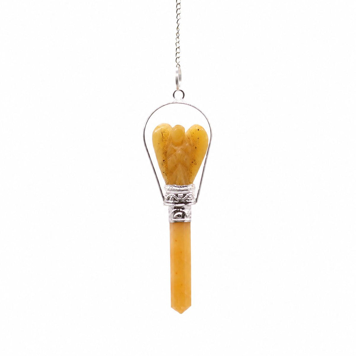 Péndulo de ángel con anillo de cuarzo amarillo