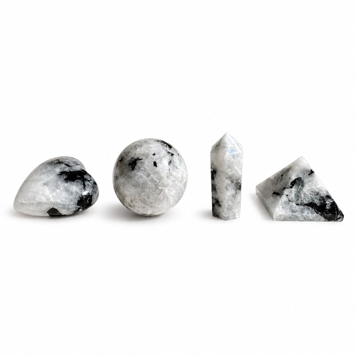Cuatro formas de gemas - Piedra lunar arcoíris