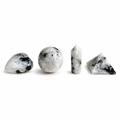 Cuatro formas de gemas - Piedra lunar arcoíris