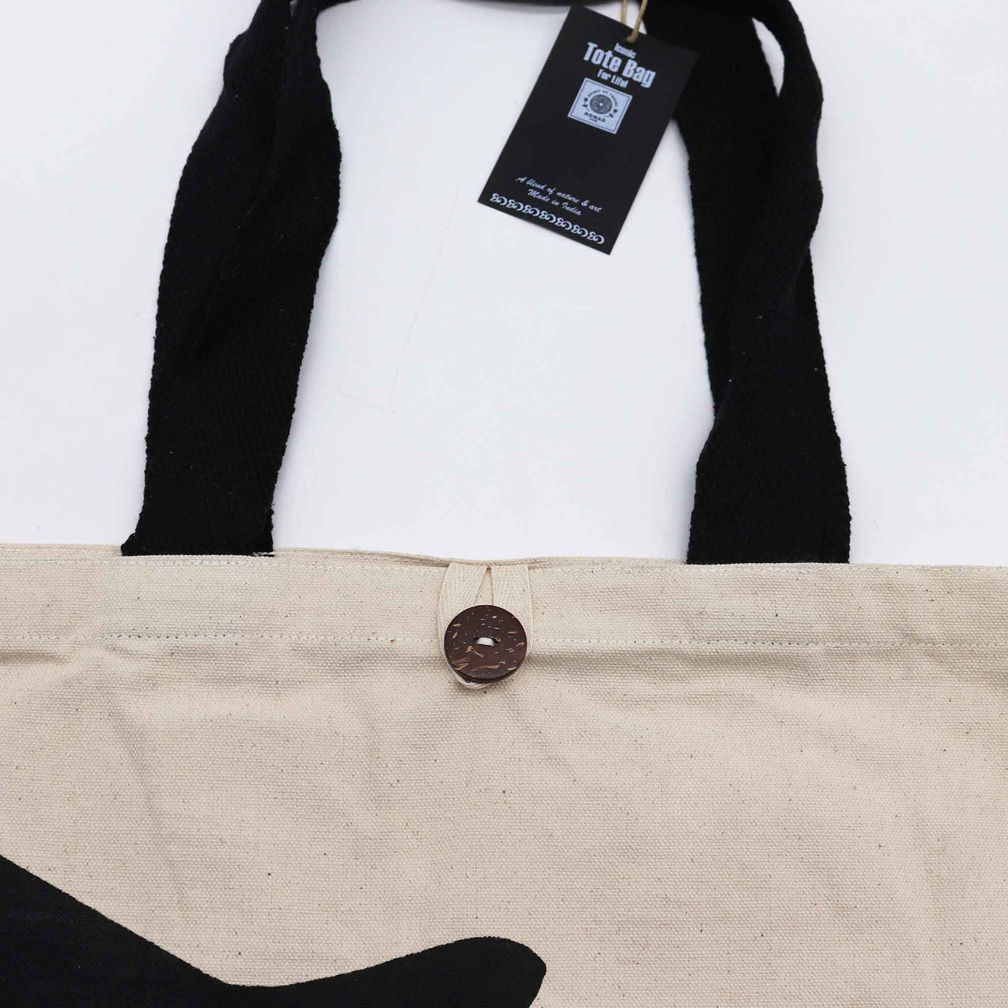 Bolso Básico Icónico - Gato negro - Natural 10 oz (36 x 43 x 10 cm)