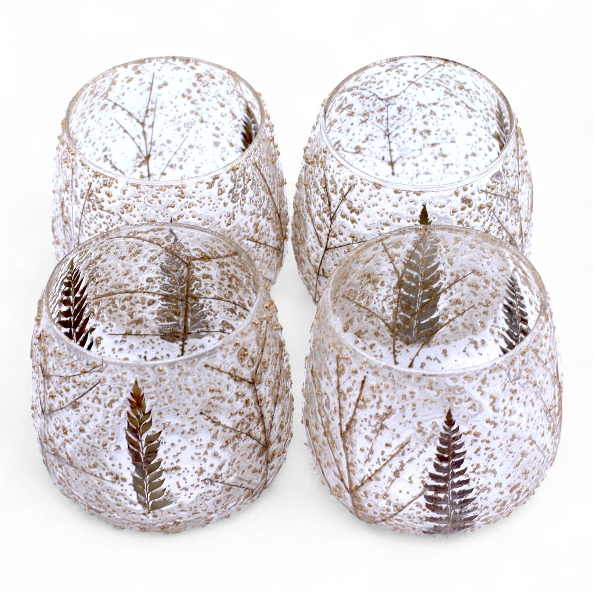 Portavelas recto de Vidrio floral natural - Pino (10x9cm) - Portavelas de vidrio con motivos florales naturales