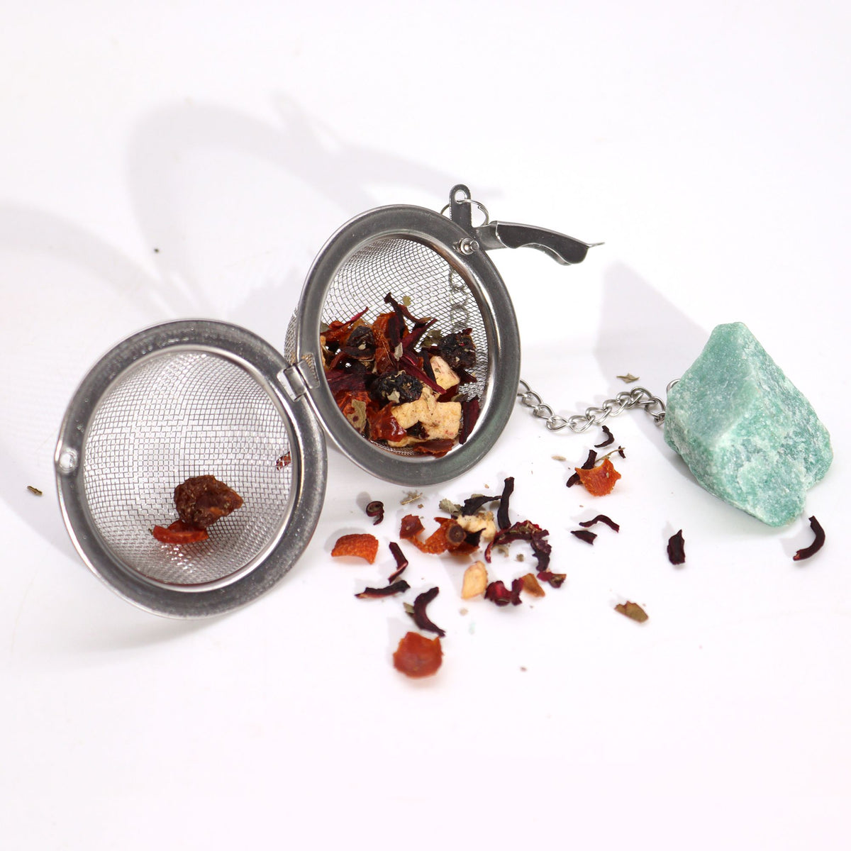 Colador de té de piedras preciosas de cristal crudo - Cuarzo rosa