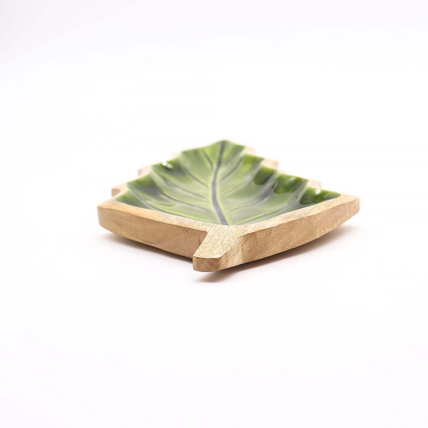 Perdido en el Bosque -  Tazón de madera con hoja esmaltada - 33x17cm
