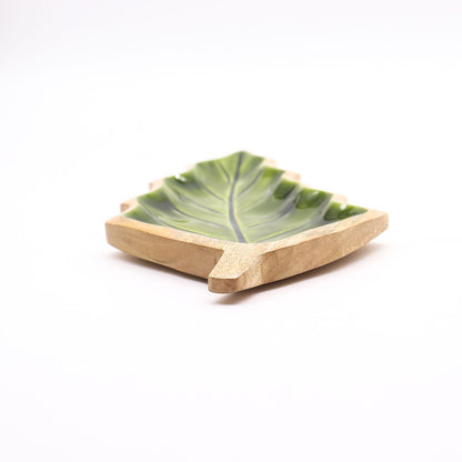 Perdido en el Bosque -  Tazón de madera con hoja esmaltada - 33x17cm