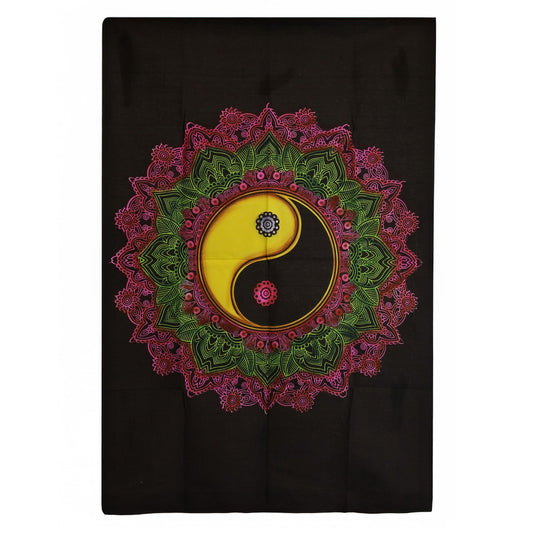 Arte de pared de algodón (70x110 cm) - Mandala Ying & Yang