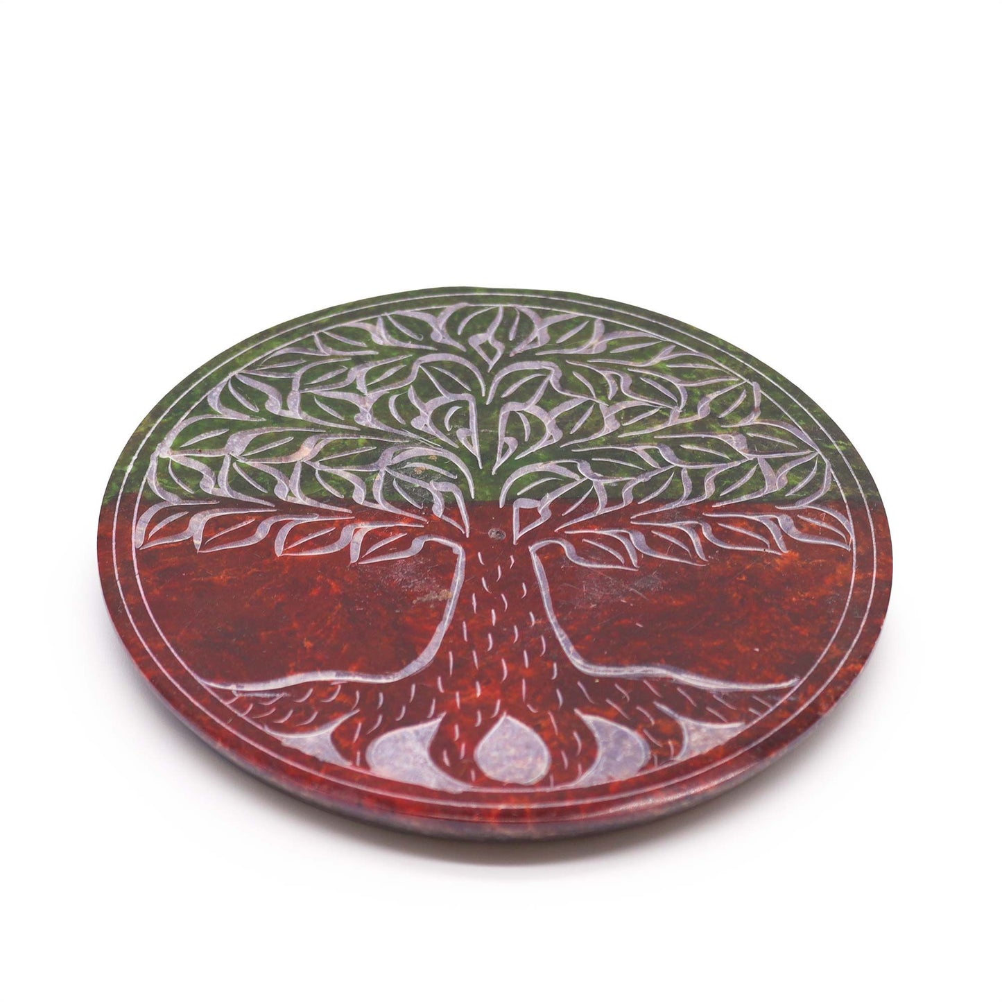Porta-incienso Disco de Esteatita 10cm - Árbol de la Vida - Porta incienso de esteatita